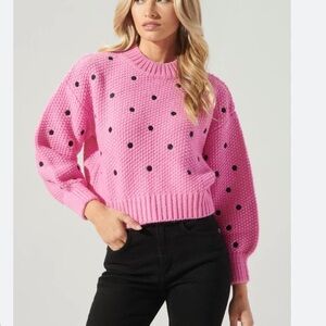 Sugarlips Pink and Black Polka Dot Sweater